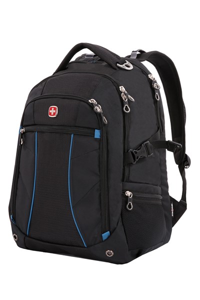 Рюкзак SWISSGEAR, 15”,чёрный/синий, полиэстер 900D/рипстоп, 36x19x47 см, 32 л - фото 257485