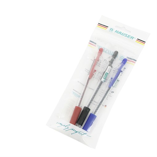 Набор: Шариковая ручка Hauser Grip-Well - 3шт - фото 258116