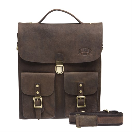 Сумка KLONDIKE «Brady», натуральная кожа в темно-коричневом цвете, 30 х 35 х 7 см - фото 258736