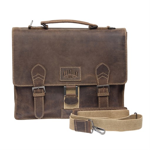 Портфель KLONDIKE Native, натуральная кожа в коричневом цвете, 38 х 14 х 33 см - фото 258870