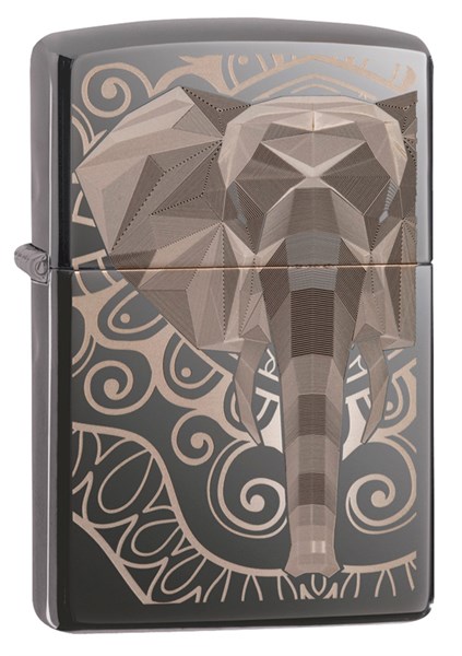 Зажигалка Zippo Elephant Fancy Fill Design с покрытием Black Ice® 49074 - фото 259028