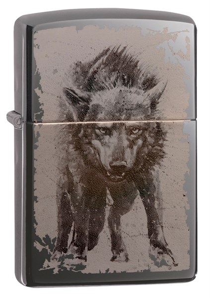 Зажигалка Zippo Wolf Design с покрытием Black Ice® 49073 - фото 259035