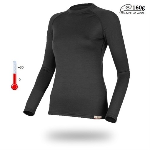 Футболка  женская Atila/ дл. рукав/ шерсть 160/ черный/ L - фото 260627