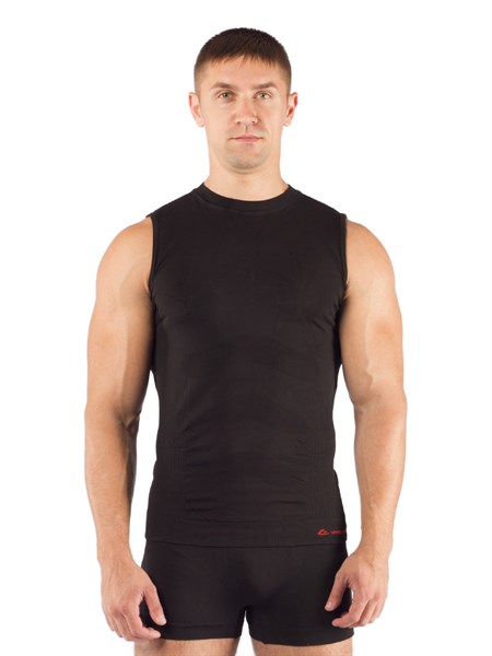 Майка  мужская Achile/ кор. рукав/ синтетика/ черный/ L-XL - фото 260856