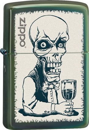 Широкая зажигалка Zippo Skeleton Bartender 28679 - фото 282393