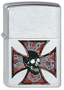Широкая зажигалка Zippo Skull&Cross 200 - фото 282532