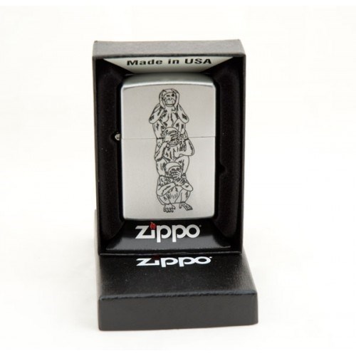 Широкая зажигалка Zippo Monkeys 205 - фото 282630