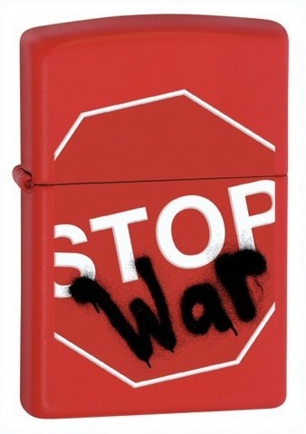 Широкая зажигалка Zippo Stop war 28140 - фото 283076