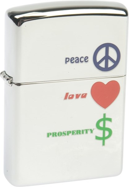 Широкая зажигалка Zippo Peace Love Prosperity 24714 - фото 283221