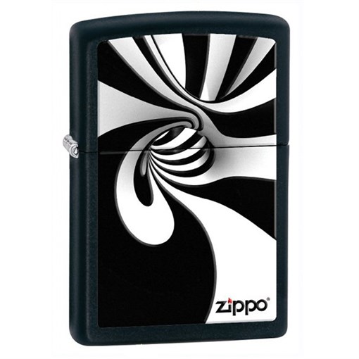 Широкая зажигалка Zippo Black & White Spiral 28297 - фото 283224