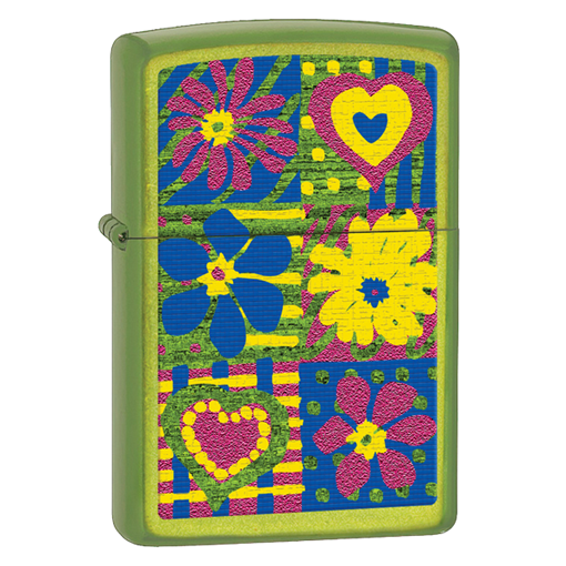 Широкая зажигалка Zippo Hearts and flowers 28057 - фото 283250