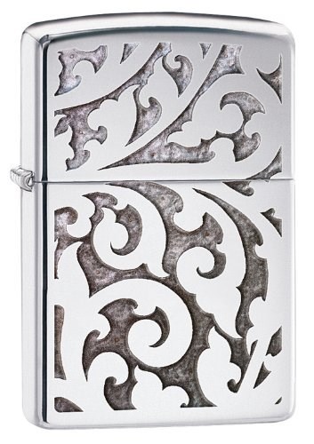 Широкая зажигалка Zippo High Polish Chrome Filigree 28530 - фото 283253