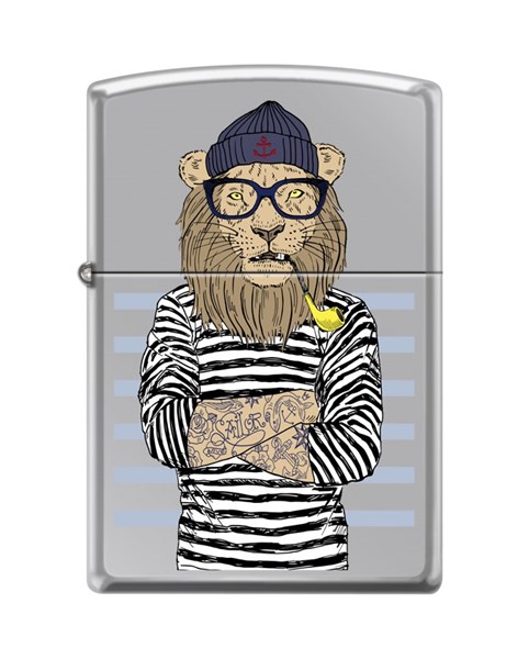 Зажигалка Zippo Лев-моряк с покрытием High Polish Chrome 250_lion - фото 284533