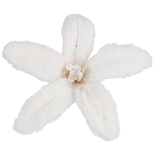 Цветок пуансеттия декоративный  "Норка" с клипсой D=23 см цвет:white - фото 285929