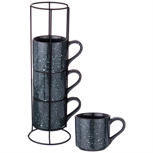 Набор чашек из 4  шт на металлической подставке коллекция "Лимаж" чашка объем =297 мл - фото 286710