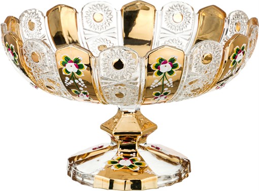 Фруктовница на ножке "Lefard gold glass" D=30 см H=19 см - фото 288115