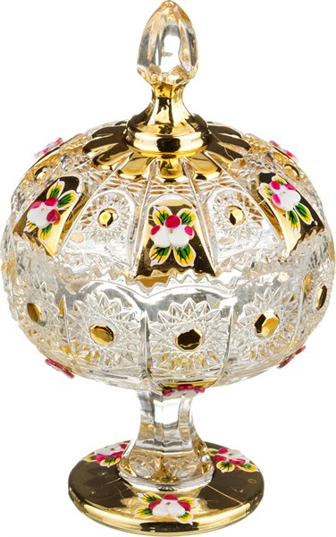 Конфетница с крышкой "Lefard gold glass" D=11 см H=18,5 см - фото 288117
