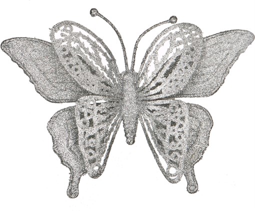 Изделие декоративное "Бабочка" на клипсе. L=17 см серебро - фото 289181