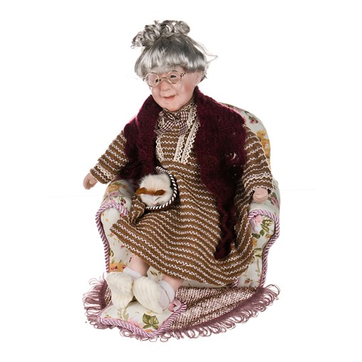 Кукла фарфоровая декоративная "Бабушка в кресле" 27*23*33 см - фото 291228