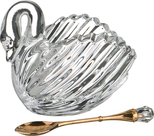 Икорница с ложкой "Лебедь" 110 мл 11*6 см H=9,5 см коллекция "muza" - фото 291314