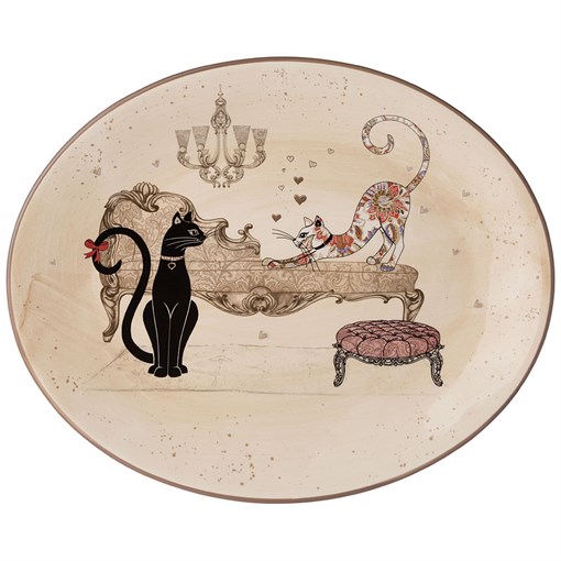 Блюдо овальное "Парижские коты" 31,5*25,5 см H=3 см - фото 291680
