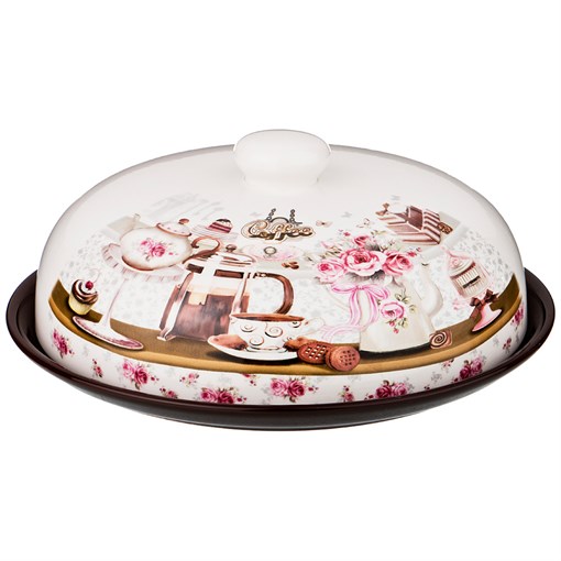 Блюдо для блинов с крышкой "Coffee" D=23 см H=10 см - фото 291790