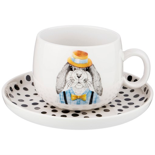 Чайный набор "Fashion animals"  заяц,  на 1 персону 2пр. 450 мл - фото 292938