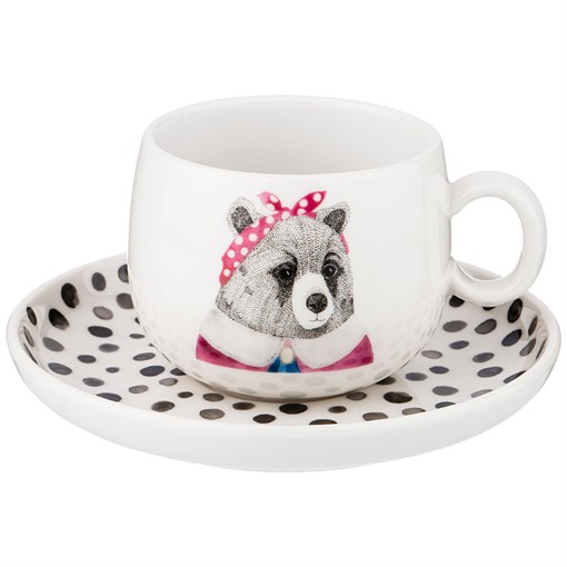 Чайный набор "Fashion animals" медведица,  на 1 персону 2пр. 220 мл - фото 292941