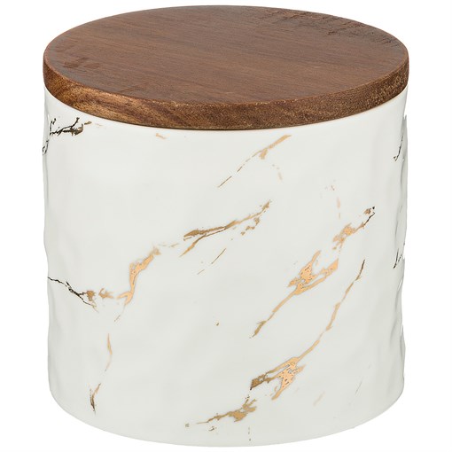 Банка для сыпучих продуктов коллекция "Золотой мрамор" цвет:white 11,5*11 см - фото 293128