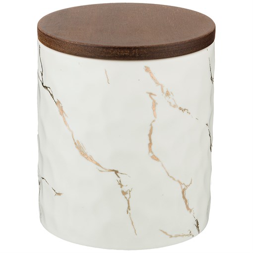 Банка для сыпучих продуктов коллекция "Золотой мрамор" цвет:white 11,5*13,7 см - фото 293134