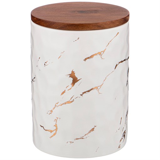 Банка для сыпучих продуктов коллекция "Золотой мрамор" цвет:white 11,5*16 см - фото 293305