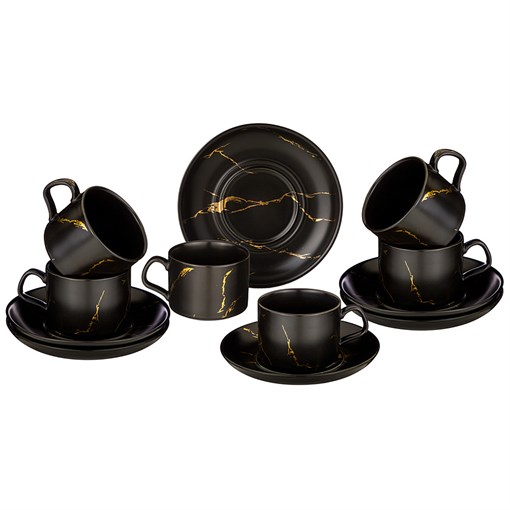 Чайный набор на 6 персон коллекция "Золотой мрамор" объем чашки 250 мл - фото 293392