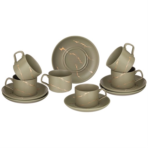 Чайный набор на 6 персон коллекция "Золотой мрамор" объем чашки 250 мл - фото 293400