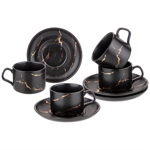 Чайный набор на 4 персоны коллекция "Золотой мрамор" объем чашки 250 мл цвет:black - фото 293404