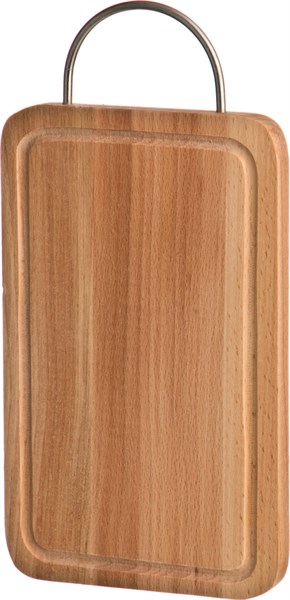 Доска разделочная деревянная с мет.ручкой  и желобом 30*20*2 см бук - фото 294331