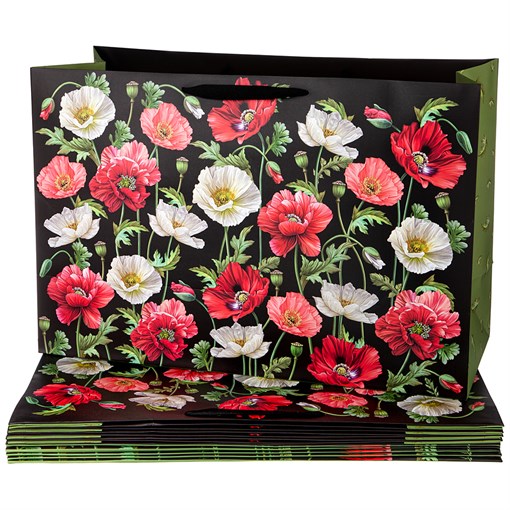 Комплект бумажных пакетов из 10  шт "Маки" 60*40*23 см - фото 295253