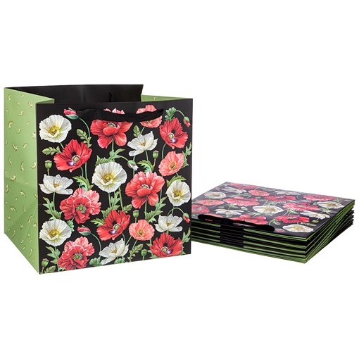 Комплект бумажных пакетов из 10  шт "Маки" 30*30*25 см - фото 295256