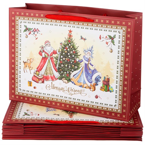 Комплект бумажных пакетов из 10  шт 46,5*35*14,5 см - фото 295262