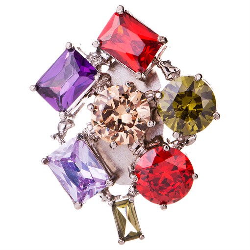 Брошь с 6 разноцветными камнями - фото 299830