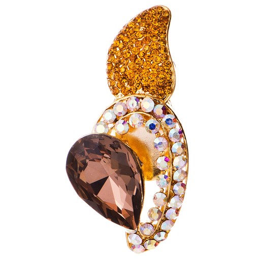 Брошь с бол. корич. камнем - фото 299831