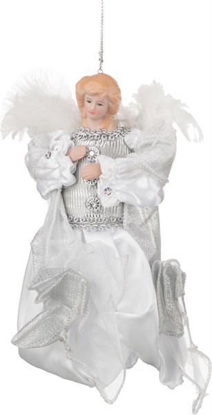 Декоративное украшение "Ангел в белом платье" H=18 см - фото 300736