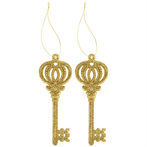 Набор декоративных подвесок из 2  шт "Ключи" коллекция "red&gold"6*16 см - фото 300766