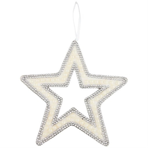 Подвеска"звезда с жемчугом" цвет: silver D=30 см - фото 301235