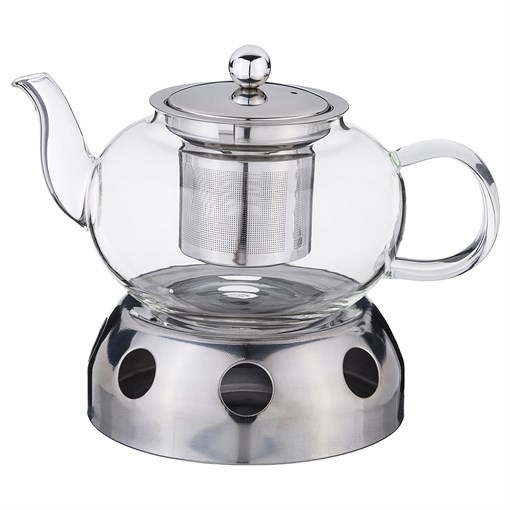 Чайник заварочный agness с фильтром из нжс и подставкой для подогрева 800 мл - фото 301662