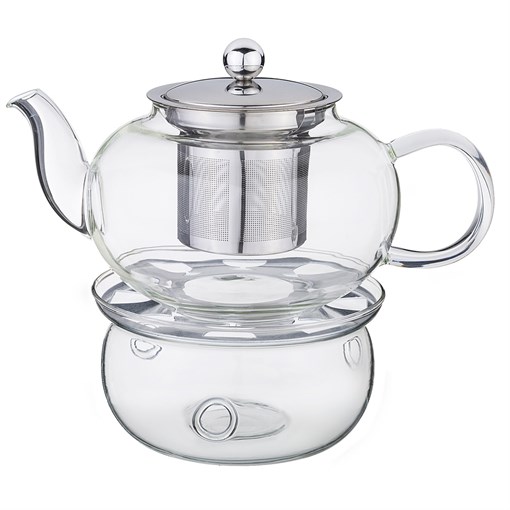 Чайник заварочный agness с фильтром из нжс и стекл. подставкой для подогрева 800 мл - фото 301663