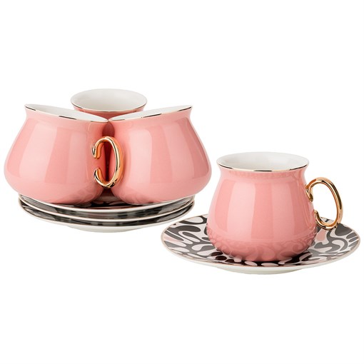 Чайный набор на 4 персоны 8пр. 220 мл , розовый - фото 302210