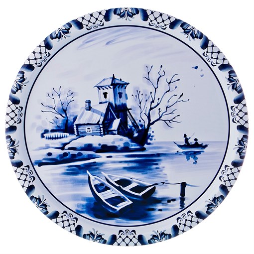 Поднос  сервировочный agness  "Blau weiss" D=40 см H=2 см без упаковки - фото 302661