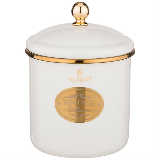 Банка для сыпучих продуктов agness, эмалированная, серия тюдор 12 х 12 см / 1,2л - фото 304148
