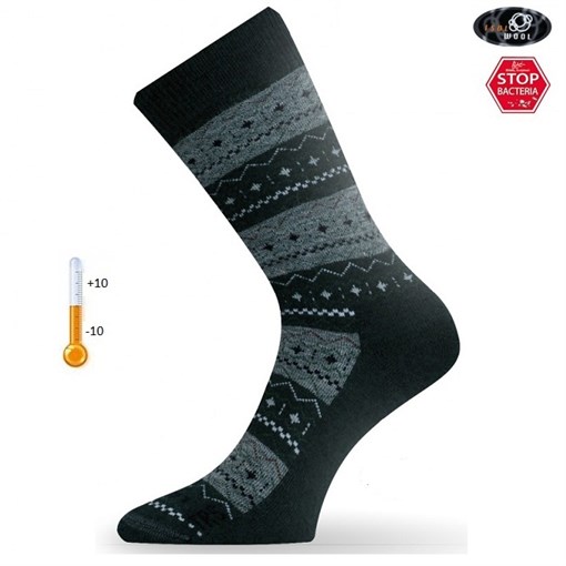 Носки Lasting TWP 686, wool+polypropylene, черный с серым рисунком, размер L (TWP686-L) - фото 309109