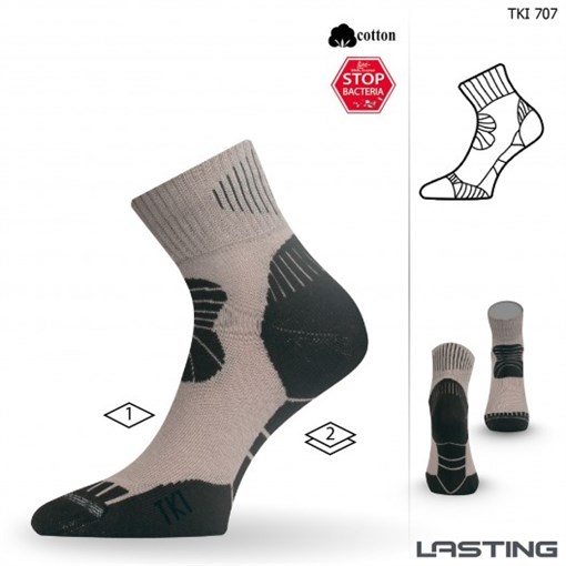 Носки Lasting TKI 707, cotton+polypropylene, бежевый/черный, размер S (TKI707S) - фото 309763